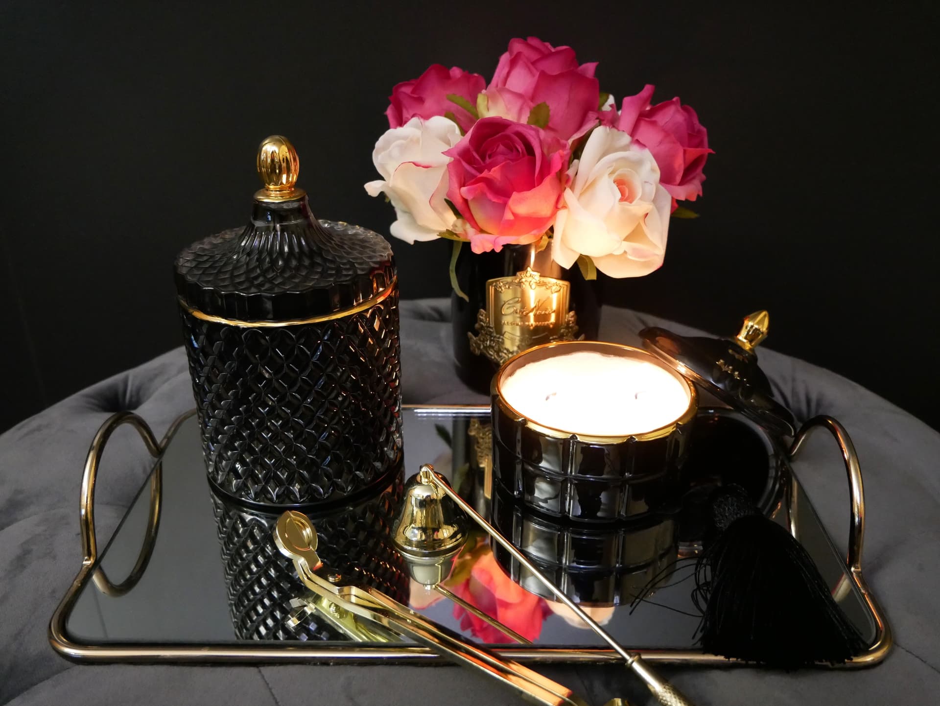 Art Deco Candle — Black & Gold, Queen of the Night (Small) thumbnail 3