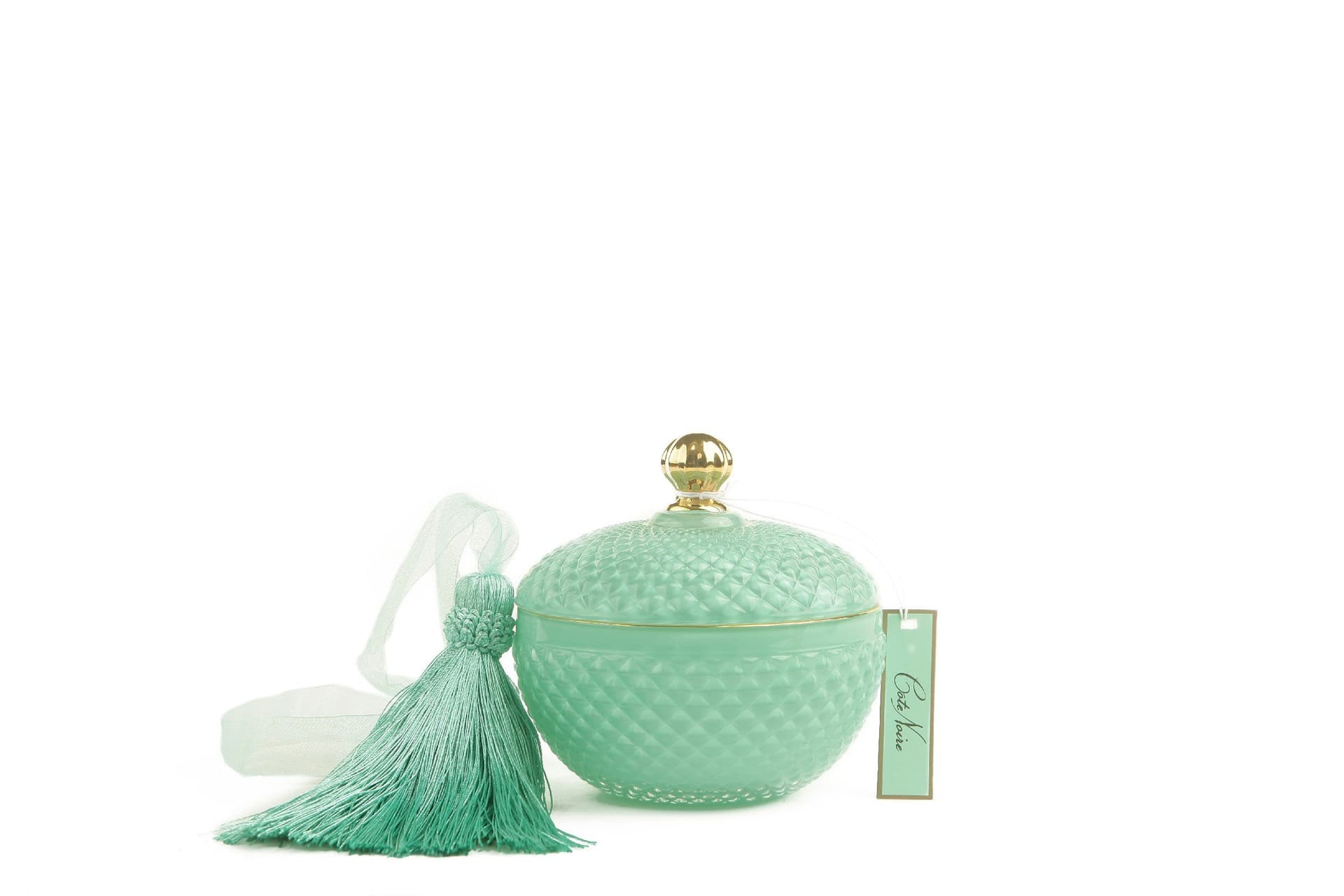 Round Art Deco Candle — Tiffany Blue & Gold, Persian Lime thumbnail 3