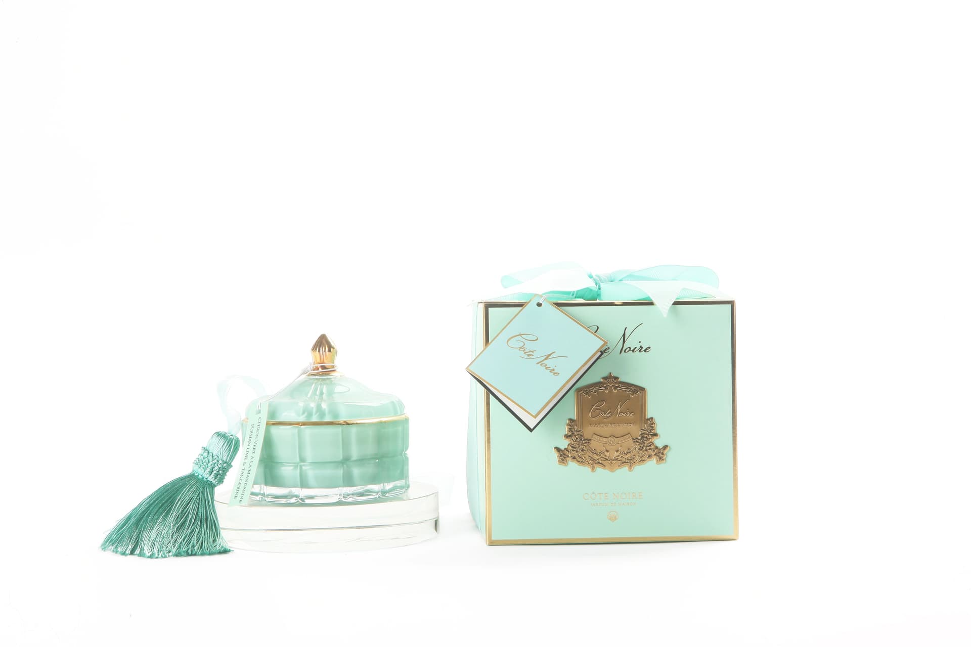 Art Deco Candle — Tiffany Blue & Gold, Persian Lime (Small) — Cote Noire luxury furniture at Gloria, Iraq