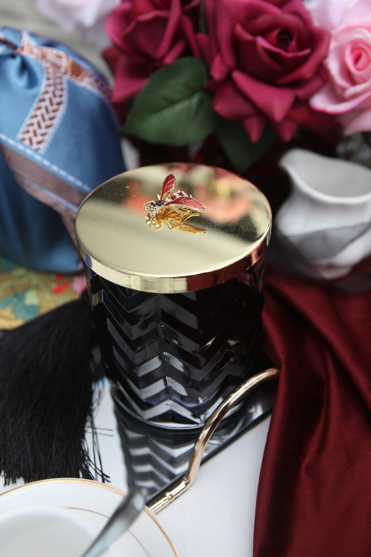 Herringbone Candle — Black, Queen of the Night thumbnail 3