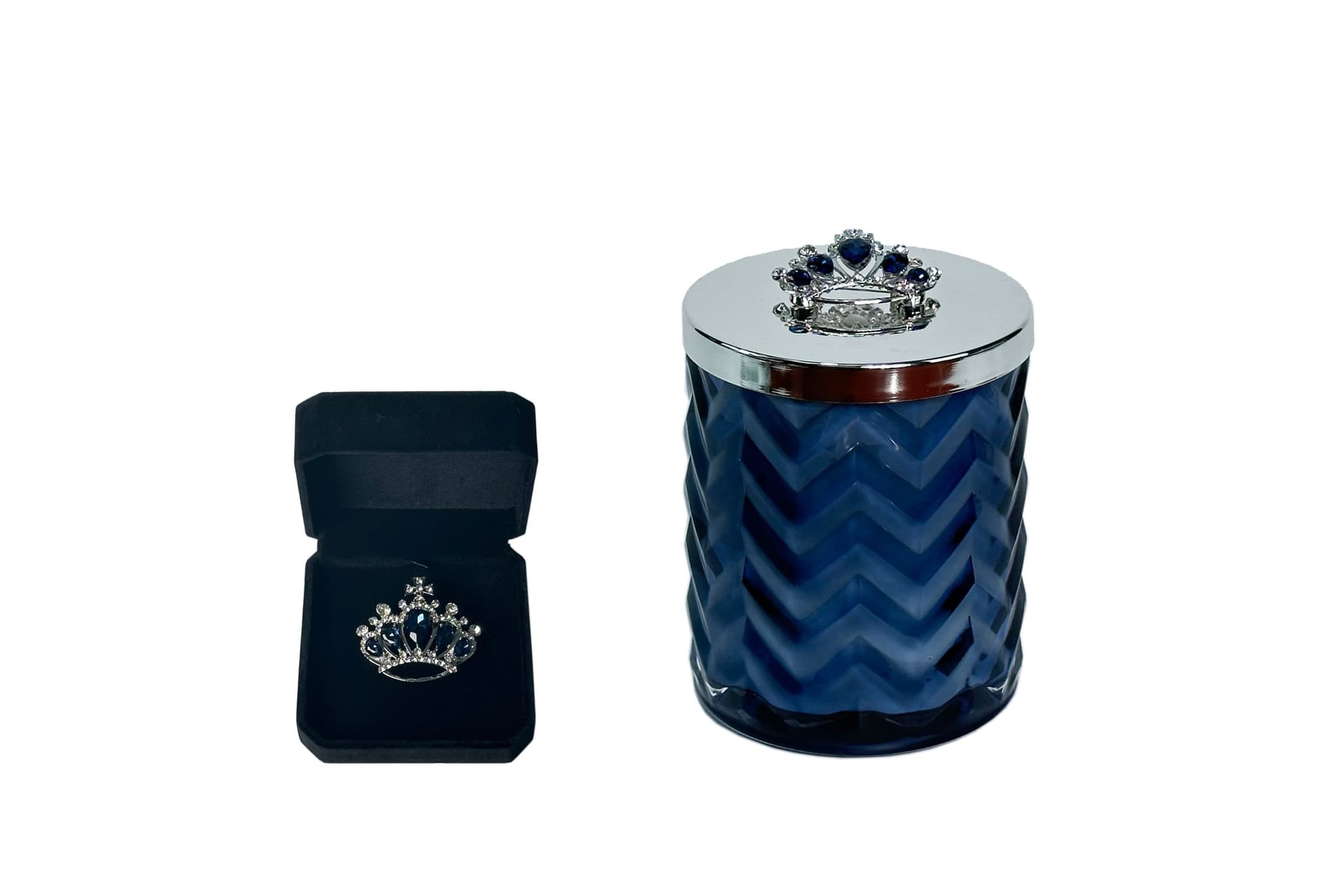 Herringbone Candle with Scarf — Black & Silver, Pink Champagne thumbnail 2