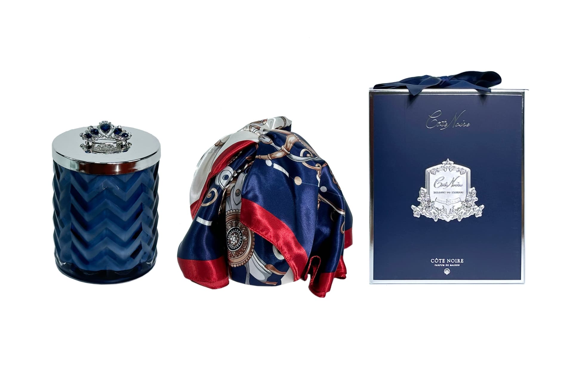 Herringbone Candle with Scarf — Black & Silver, Pink Champagne — Cote Noire luxury furniture at Gloria, Iraq