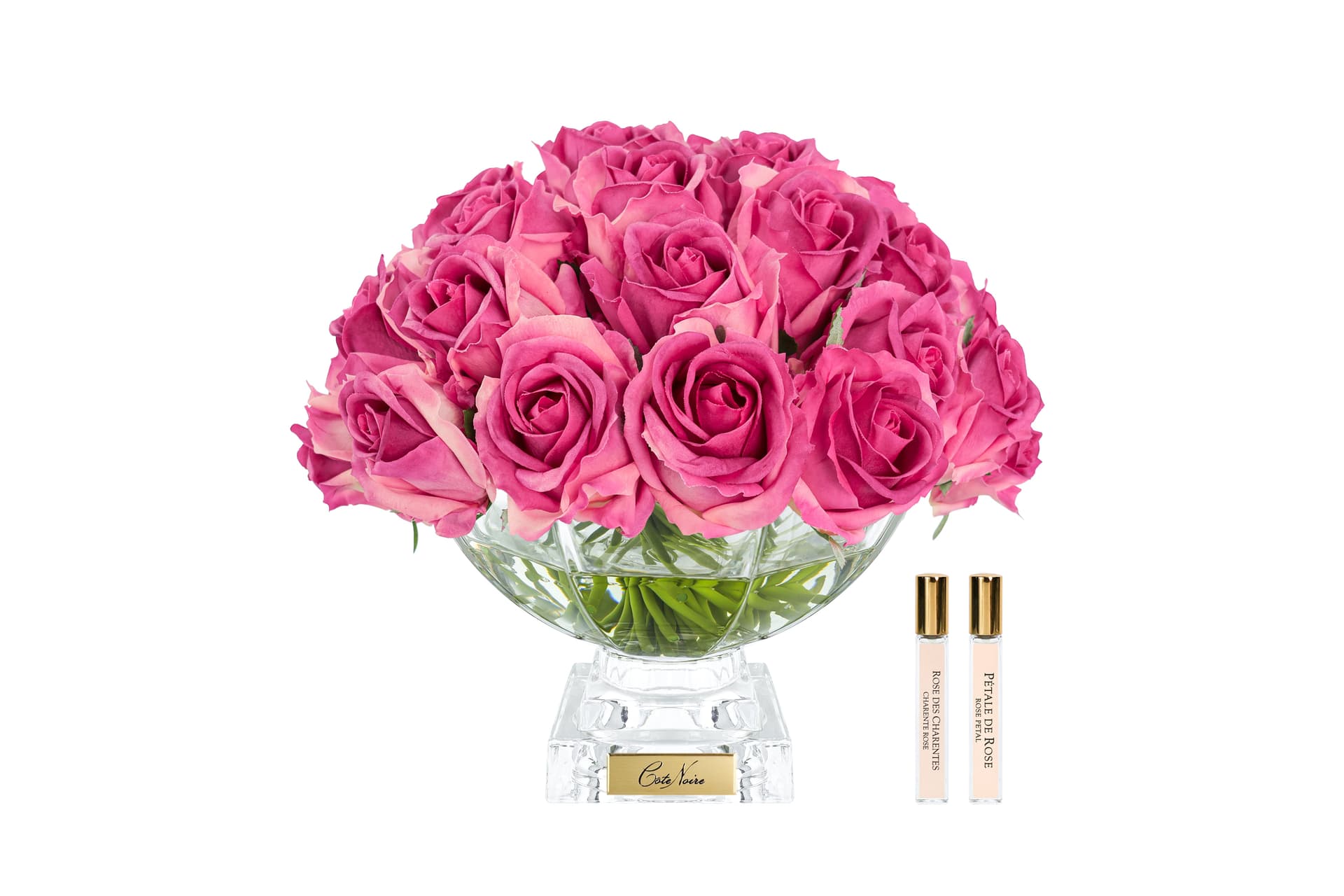 Centrepiece 37 Rose Bud Bouquet — Magenta with Gold Badge — Cote Noire luxury furniture at Gloria, Iraq