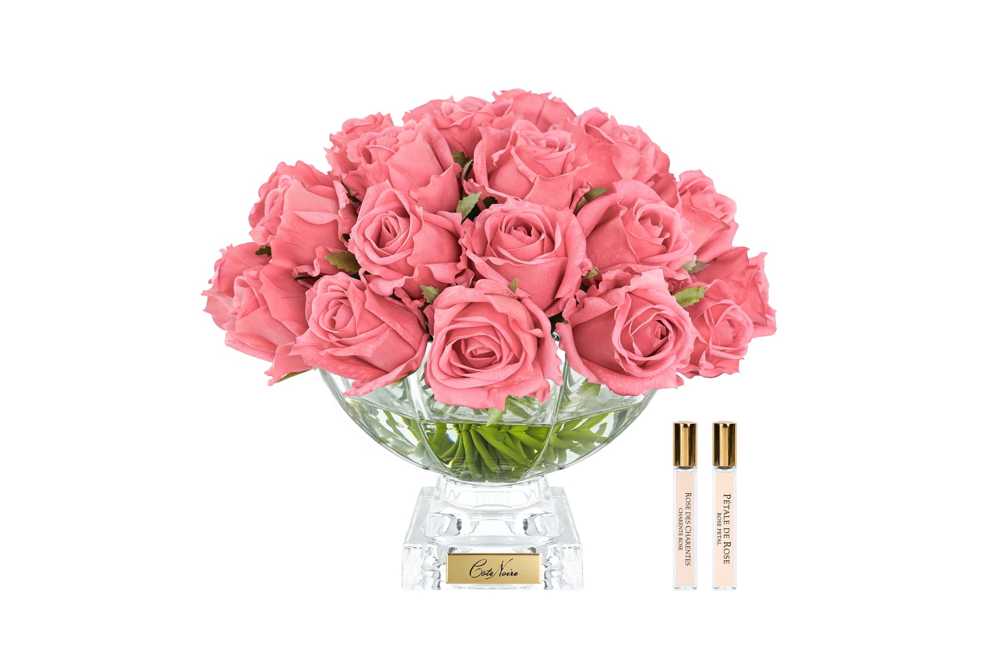 Centrepiece 37 Rose Bud Bouquet — Peach with Gold Badge — Cote Noire luxury furniture at Gloria, Iraq