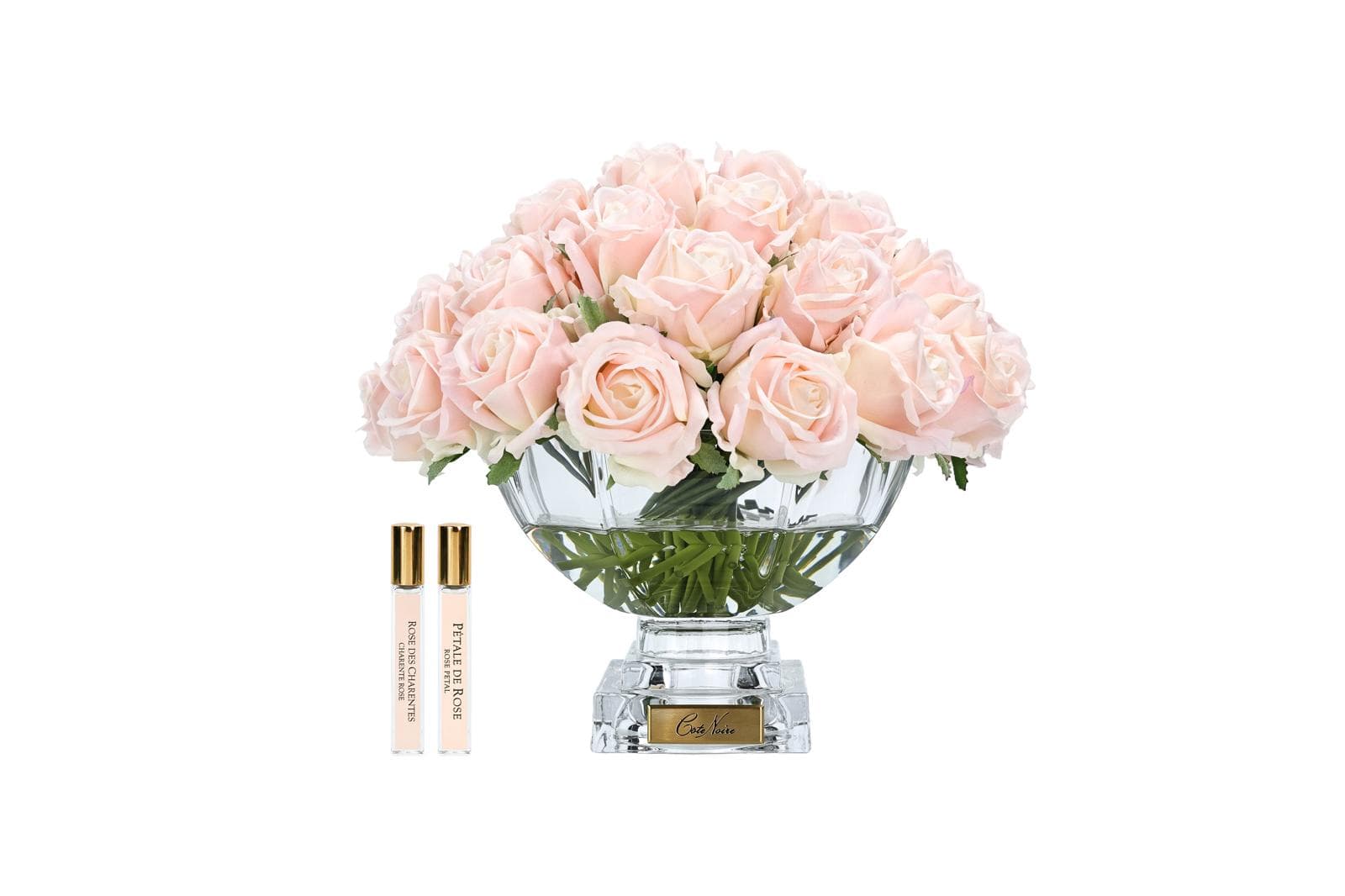 Centrepiece 37 Rose Bud Bouquet — Champagne Pink with Gold Badge — Cote Noire luxury furniture at Gloria, Iraq