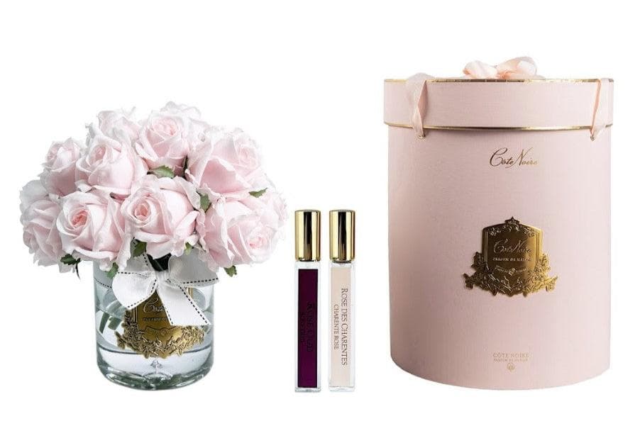Grand Rose Bud Bouquet — French Pink with Gold Badge — Cote Noire luxury furniture at Gloria, Iraq