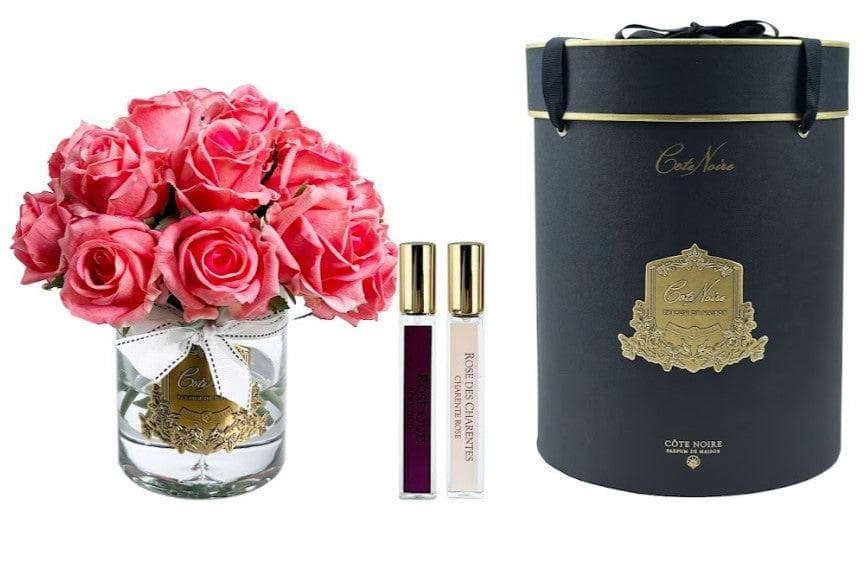 Grand Rose Bud Bouquet — White Peach with Gold Badge — Cote Noire luxury furniture at Gloria, Iraq