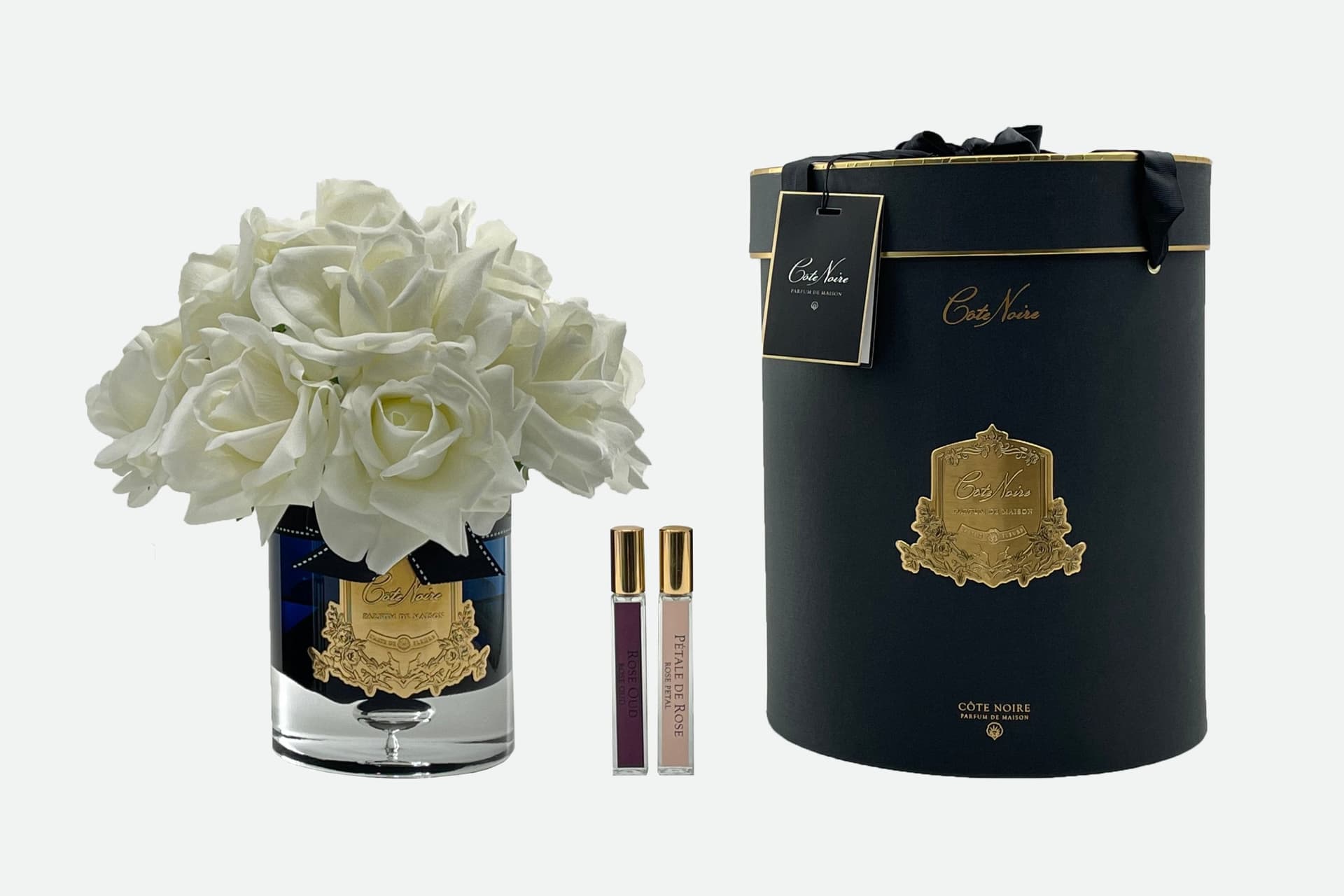 Grand Bouquet Dark Glass — White with Gold Badge — Cote Noire luxury furniture at Gloria, Iraq