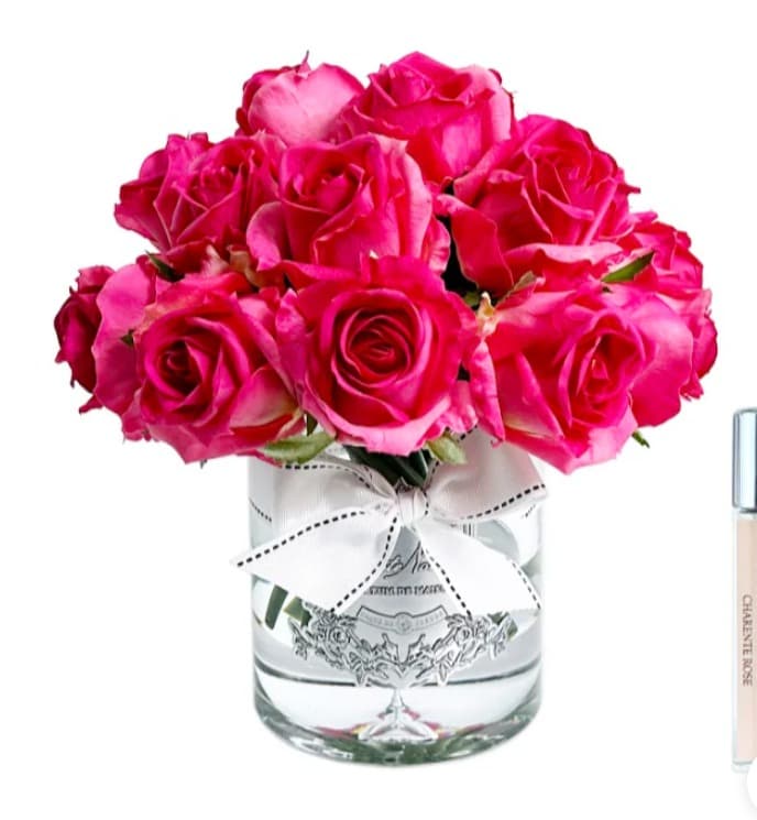 Grand Rose Bud Bouquet — Magenta with Silver Badge — Cote Noire luxury furniture at Gloria, Iraq