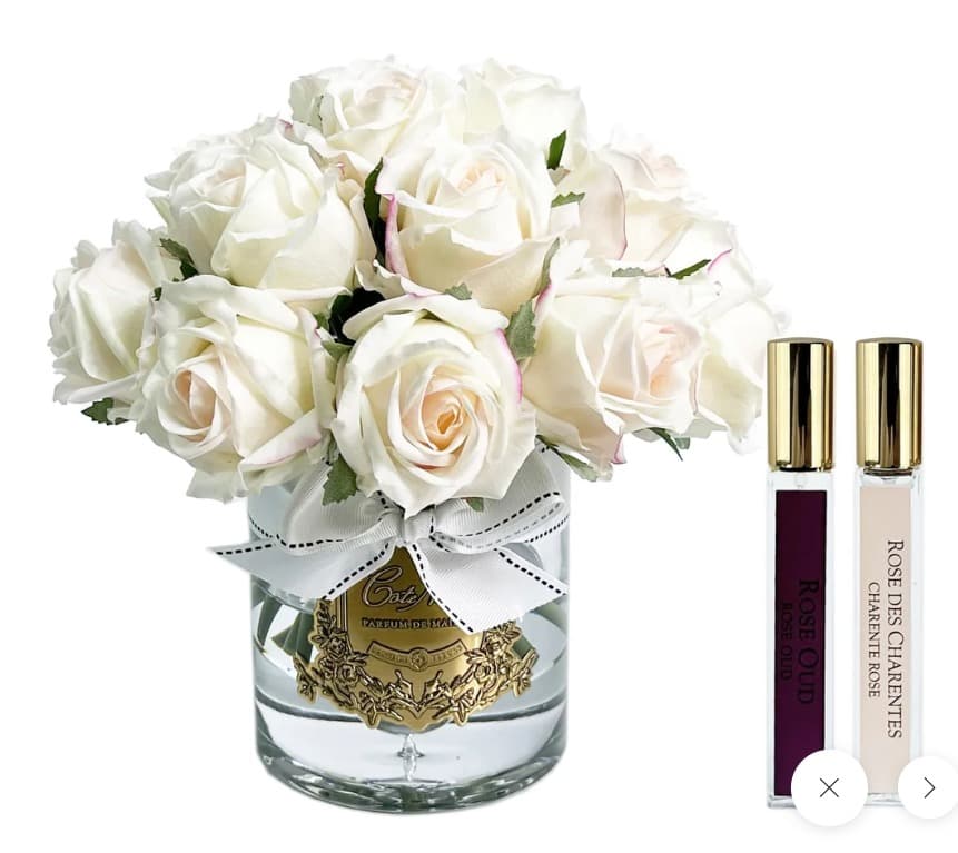 Grand Rose Bud Bouquet — White with Gold Badge — Cote Noire luxury furniture at Gloria, Iraq