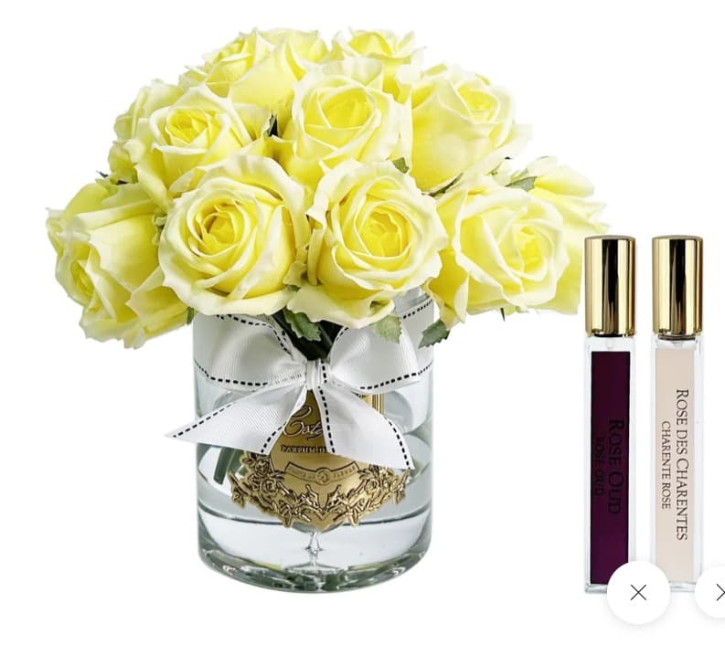 Grand Rose Bud Bouquet — Yellow with Gold Badge — Cote Noire luxury furniture at Gloria, Iraq