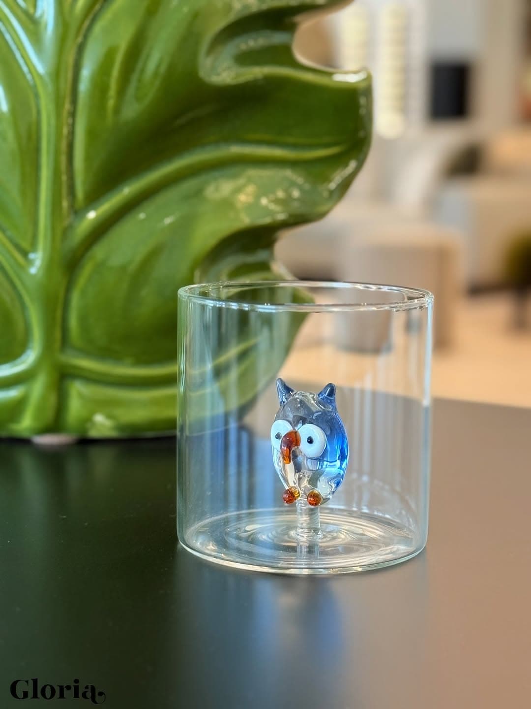 Glass Owl Tumbler — Gloria Collection luxury furniture at Gloria, Iraq