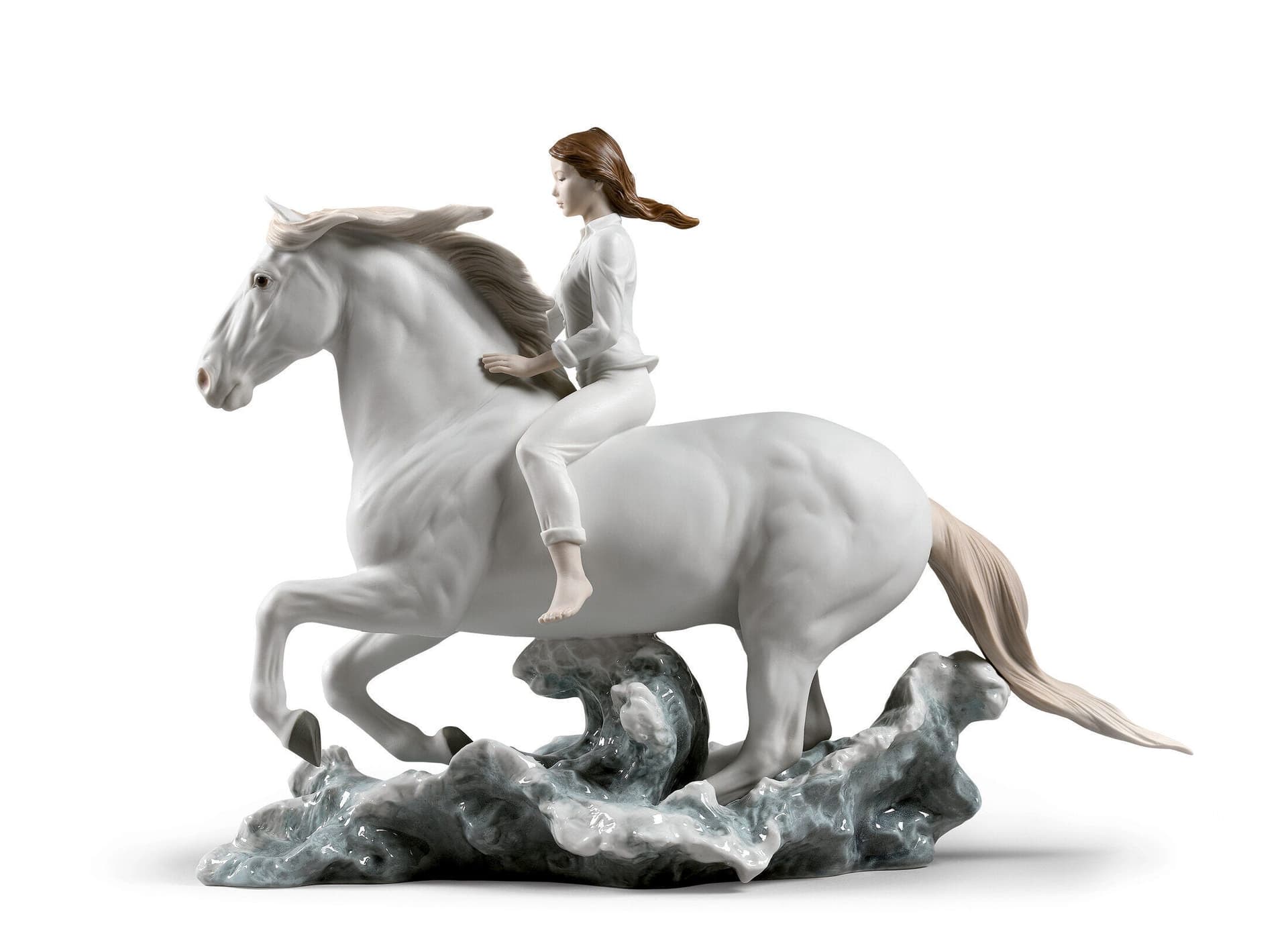 Riding her horse on the seashore Horse & Woman Figurine thumbnail 2