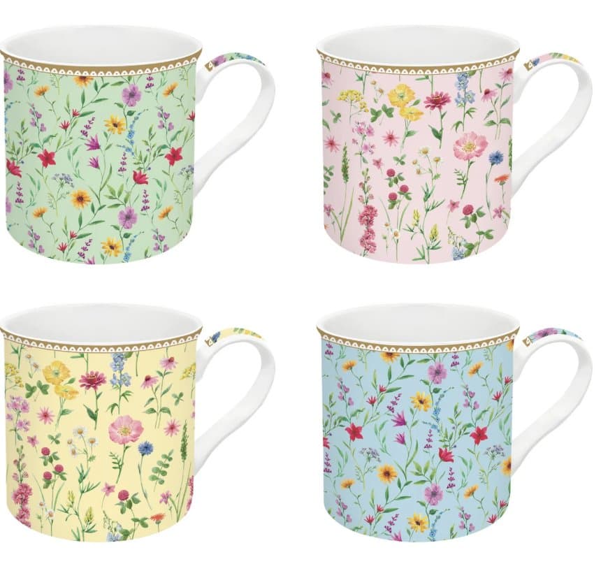 Set of 4 Porcelain Mugs 300 ml — Meadow Flowers — image 1