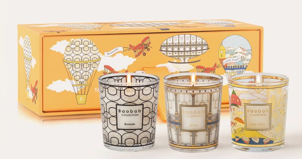 Trio Travel Candles Brussels Roma Saint Tropez — Baobab Collection luxury furniture at Gloria, Iraq