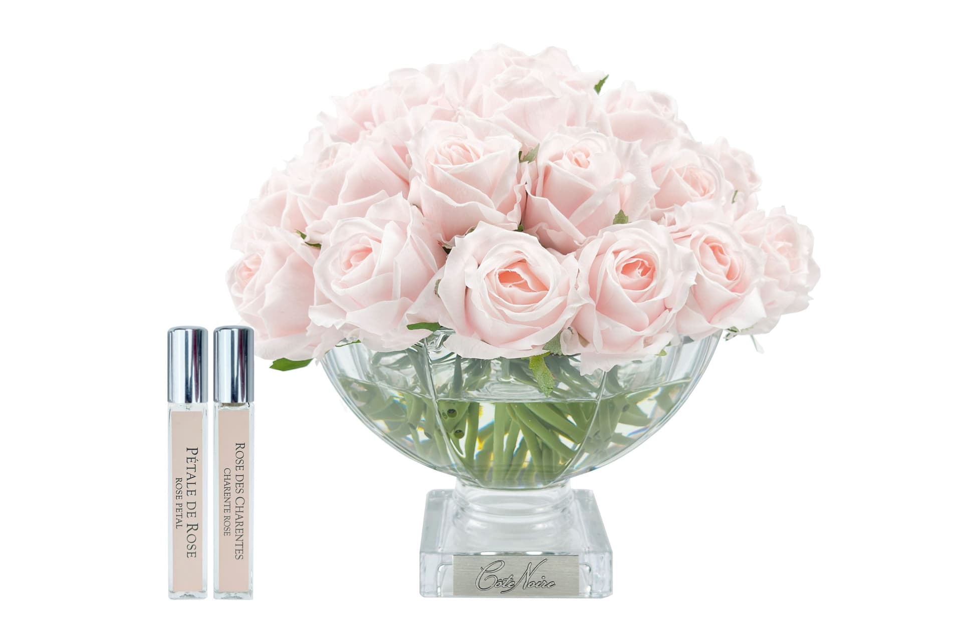 Centrepiece 37 Rose Bud Bouquet — French Pink with Gold Badge — Cote Noire luxury furniture at Gloria, Iraq