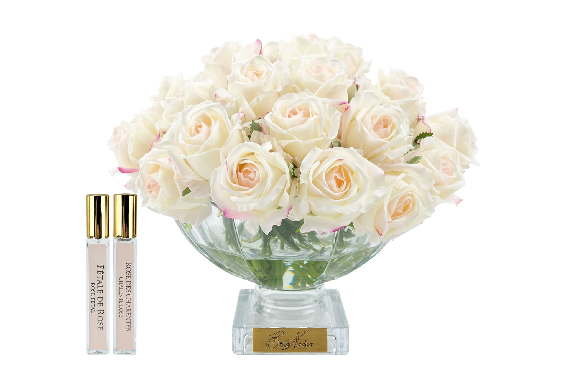 Centrepiece 37 Rose Bud Bouquet — Pink Blush with Gold Badge — Cote Noire luxury furniture at Gloria, Iraq