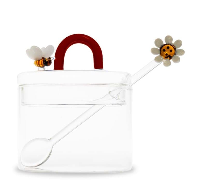 Borosilicate Glass Sugar Bowl with Teaspoon — Bee and Daisy — image 1