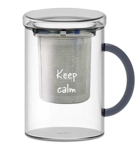 Borosilicate Glass Teapot 420 ml with Steel Filter — Keep Calm — image 1