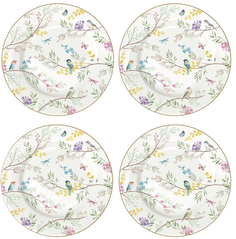 Set of 4 Porcelain Dessert Plates Ø 19 cm — Birds Melody — image 1