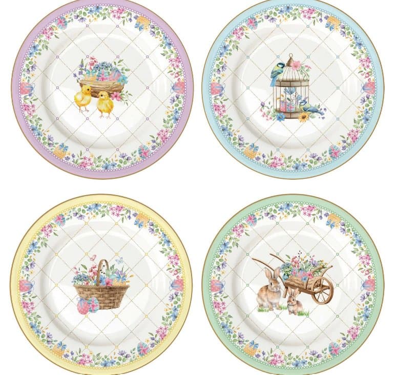Set of 4 Porcelain Dessert Plates Ø 19 cm — Spring Bloom — image 1
