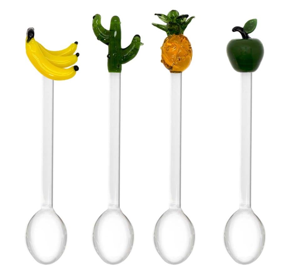 Set of 4 Glass Teaspoons — Fruit — image 1