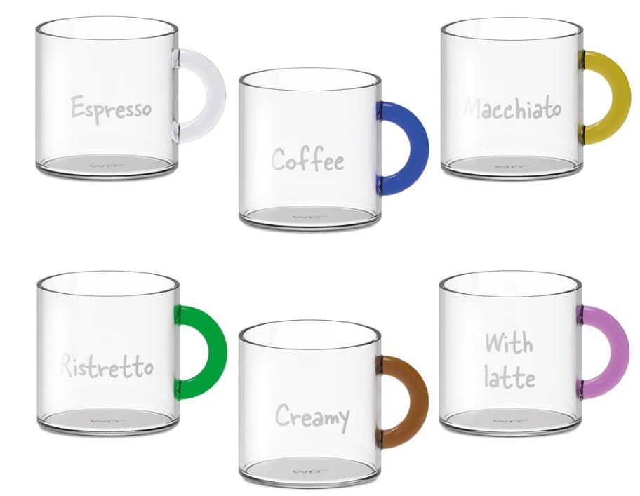 Set of 6 Borosilicate Coffee Cups 100 ml — Pozzi Milano luxury furniture at Gloria, Iraq